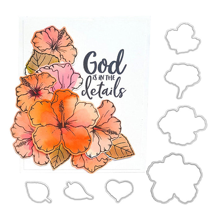 Hibiscus Flowers Clear Stamp & Metal Die Set QS04