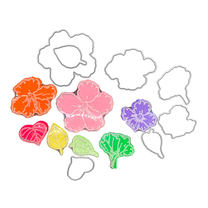 Hibiscus Flowers Clear Stamp & Metal Die Set QS04
