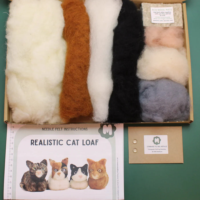 Felting Kit - Realistic Cat Loaf Needle Felt SmallKit - makes 1