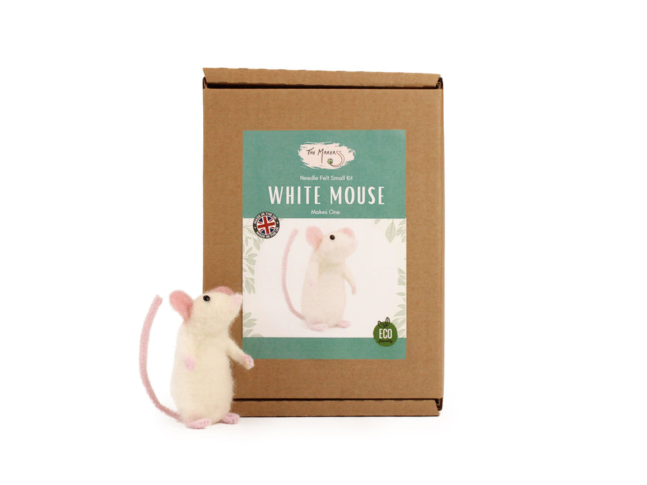 Felting Kit - White Mouse Needle Felt Kit