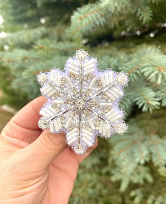 BP-352C Beadwork kit for creating brooch Crystal Art "Snowflake"