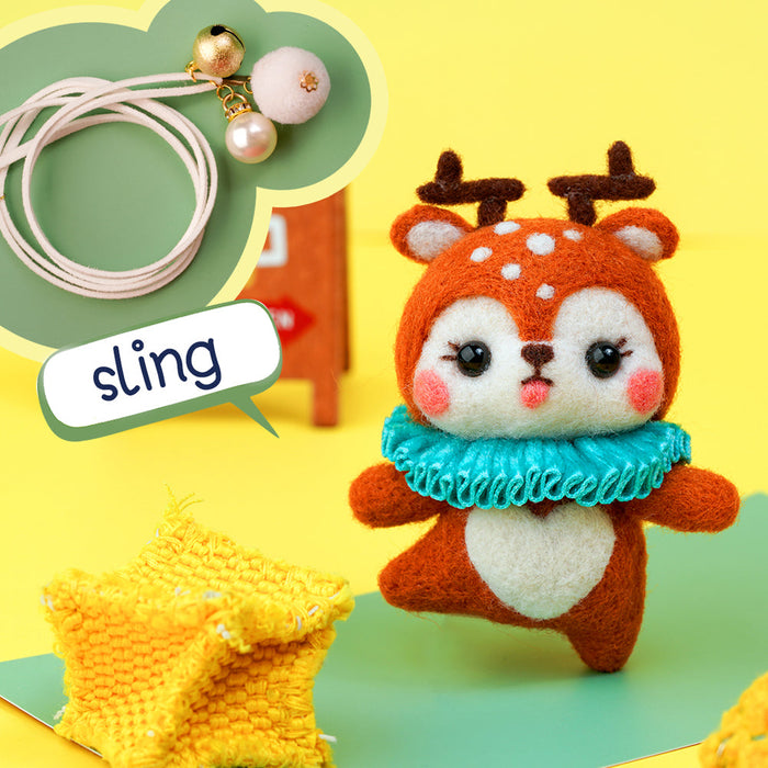 Deer Needle Felting Kit. Wizardi DIY Wool Craft Kit F07N8-W187