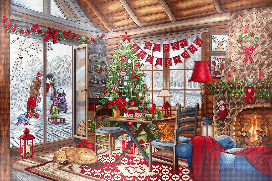 Christmas Cabin L8105 Counted Cross Stitch Kit