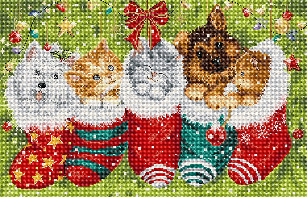 Dogs and Cats in Stockings L9940 Counted Cross Stitch Kit