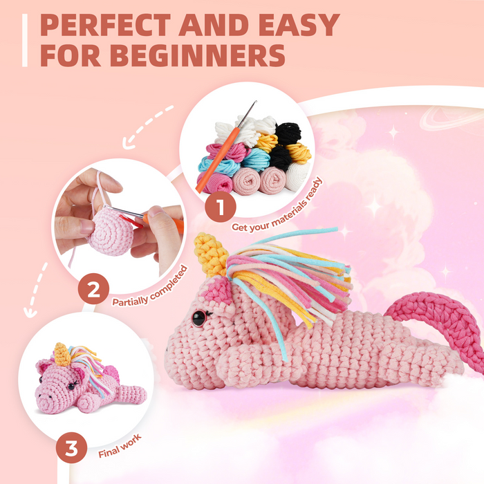 Unicorn Amigurumi Crochet Kit F07N8-M289