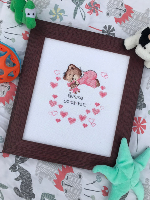 Girls Birth Announcement R1123 Counted Cross Stitch Kit