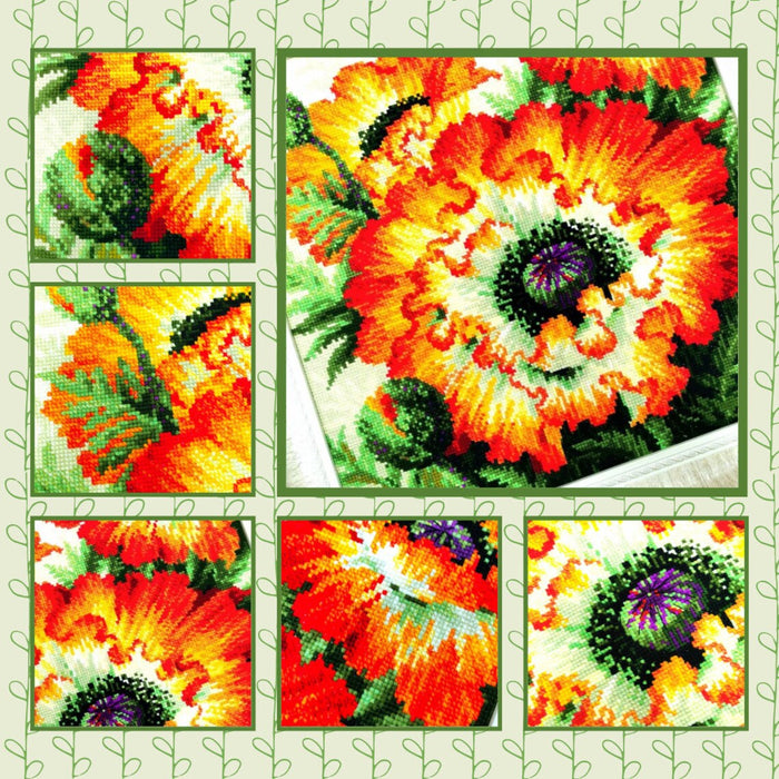 Fire Poppies R2080 Counted Cross Stitch Kit