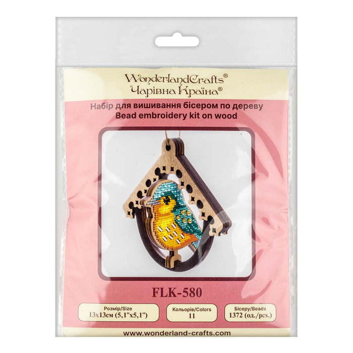 Wooden Bead Embroidery Kit Bird In Birdhouse FLK-580