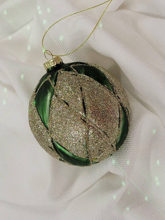 Emerald Twist Glass Ball Christmas Ornament F07M7-23(LH76-23107)