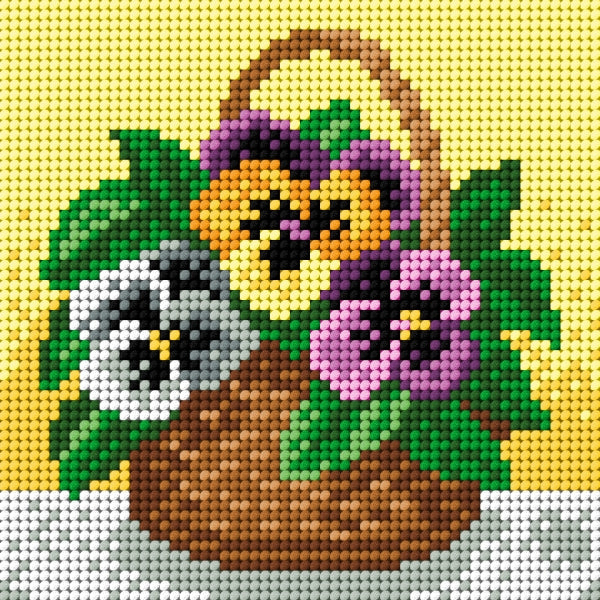 Gobelin canvas for halfstitch without yarn Small Basket of Pansies