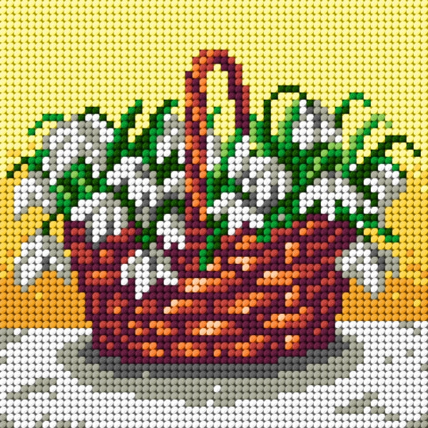 Gobelin canvas for halfstitch without yarn Basket of Snowdrops