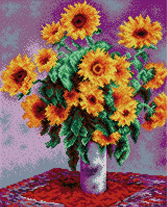 Needlepoint canvas for halfstitch without yarn after Claude Monet - Sunflowers 1993M