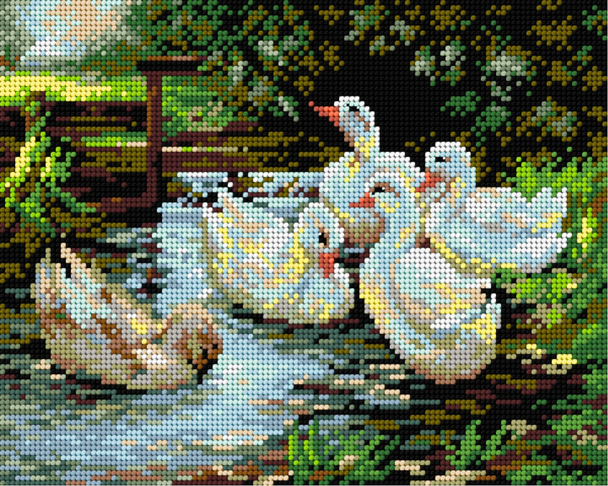 Needlepoint canvas for halfstitch without yarn after Aleksander Max Koester - Landscape with Ducks 2111H