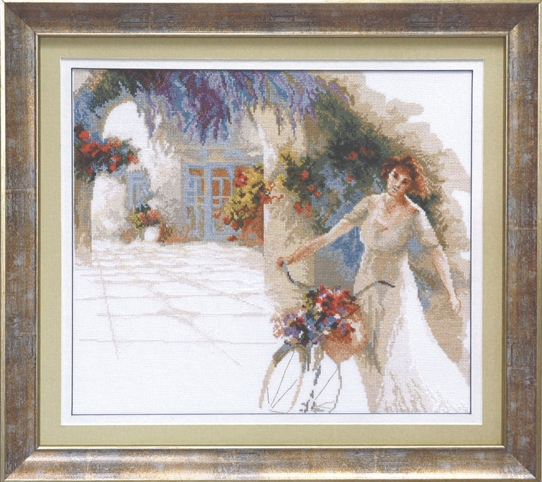 Cross-stitch kit A-212C "A girl with flowers"