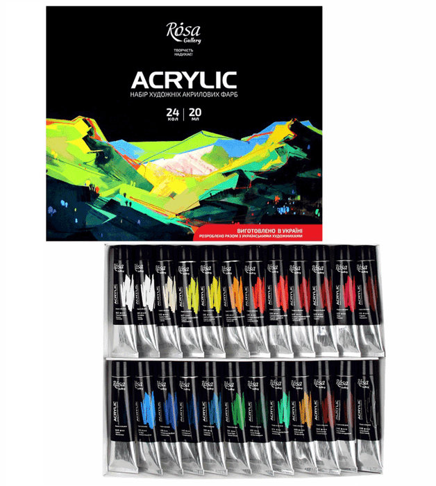 Acrylic Paint Set 24 colors (20ml each) by Rosa Gallery