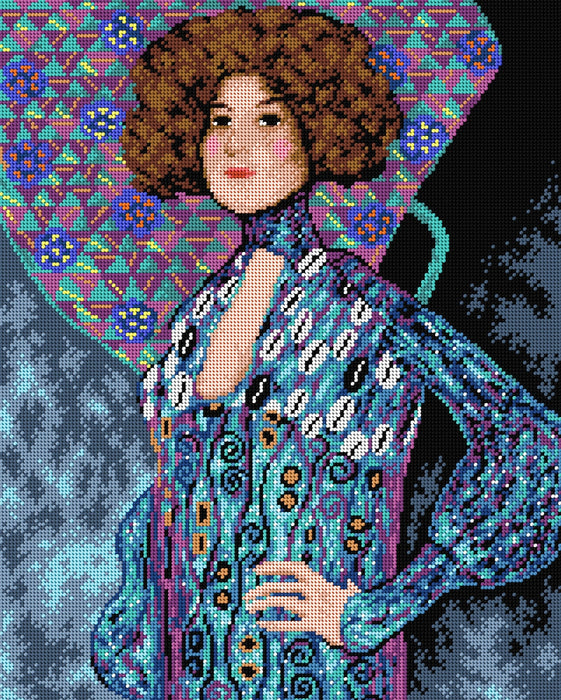 Gobelin canvas for halfstitch without yarn after Gustav Klimt- Portrait of Emilie Floege 2193M