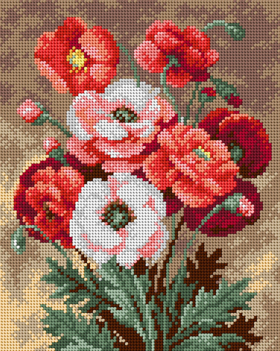 Gobelin canvas for halfstitch without yarn Bouquet of Poppies 2214H