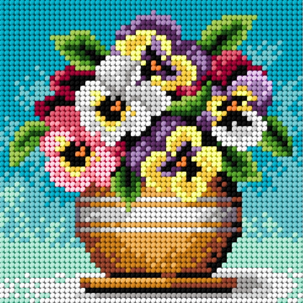 Gobelin canvas for halfstitch without yarn Bouquet of Pansies