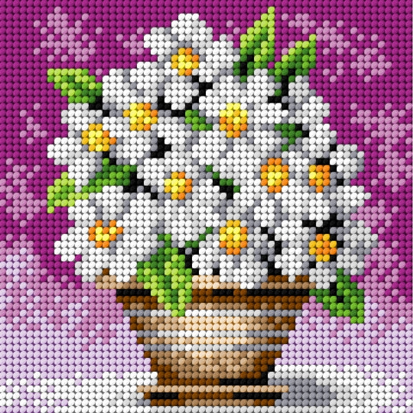 Gobelin canvas for halfstitch without yarn White Daisies