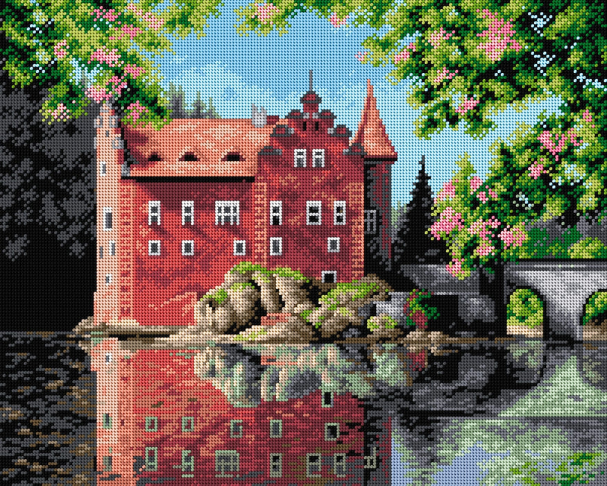 Needlepoint canvas for halfstitch without yarn Castle on the Water - Cervena Lhota (in Czech) 2298M