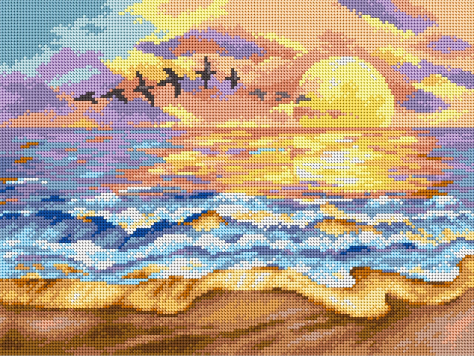 Needlepoint canvas for halfstitch without yarn Sunset over the Sea 2381J