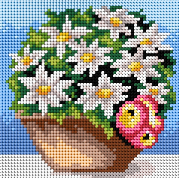 Gobelin canvas for halfstitch without yarn Basket of White Flowers