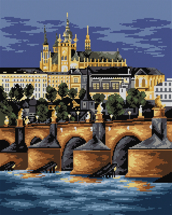 Gobelin canvas for halfstitch without yarn Charles Bridge in Prague 2504M