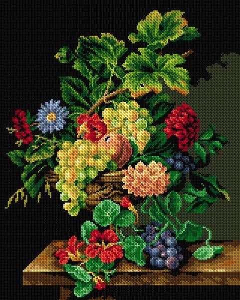 Gobelin canvas for halfstitch without yarn after Jean-Claude Rubellin - Still Life with Flowers