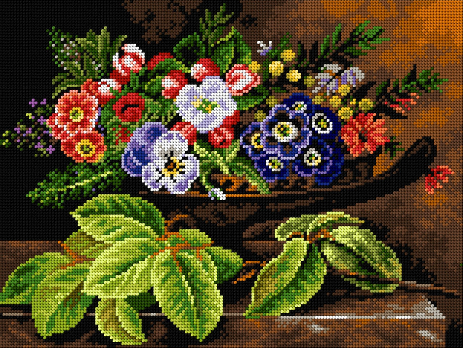 Gobelin canvas for halfstitch without yarn after Johan Laurentz Jensen- Still Life with Flowers 2571J