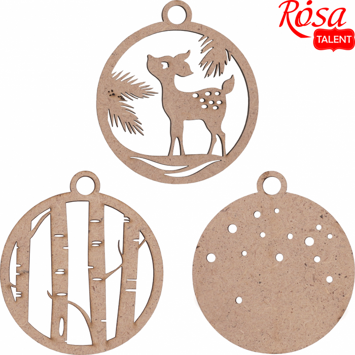 Winter Story 4 - set of bases for decoration on fiberboard. 9x8cm. 3pcs by Rosa Talent