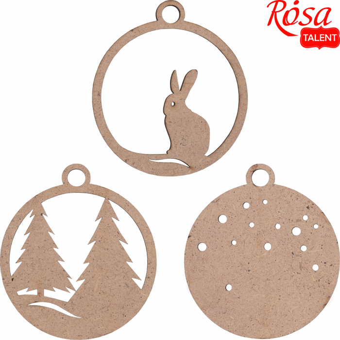 Winter Story 5 - set of bases for decoration on fiberboard. 9x8cm. 3pcs. by Rosa Talent