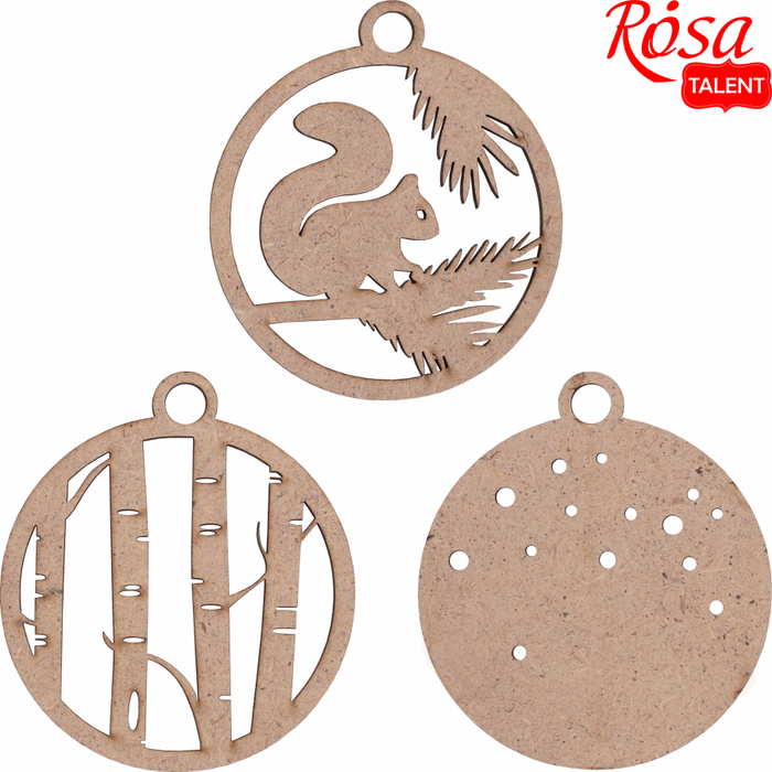 Winter Story 6 - Set of bases for decoration on fiberboard. 9x8cm. 3pcs. by Rosa talent