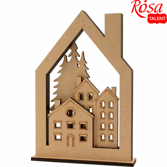 Houses - 3D composition on a stand. MDF. 18x4x25cm by Rosa Talent