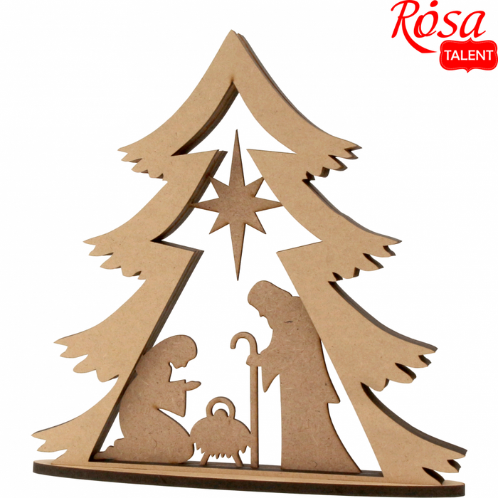 Nativity Scene - 3D composition on a stand. MDF. 24x4x24cm by Rosa Talent