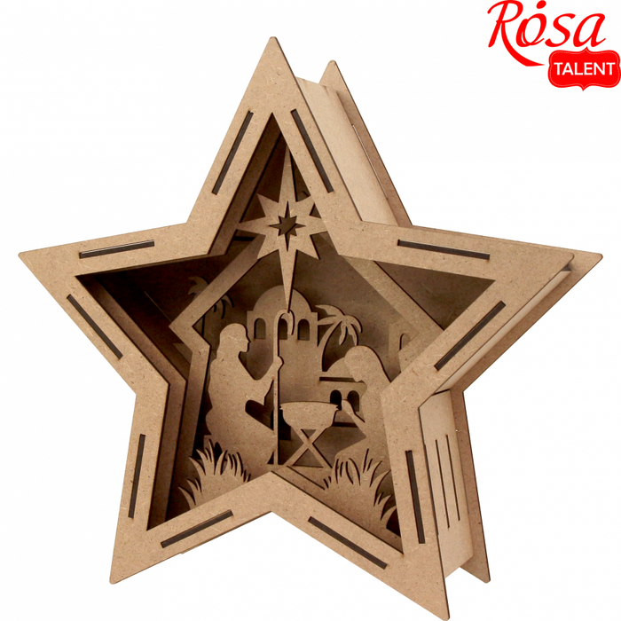Christmas Scene Large - 3D Star-Composition. Fiberboard. 33x10x32cm. by Rosa Talent