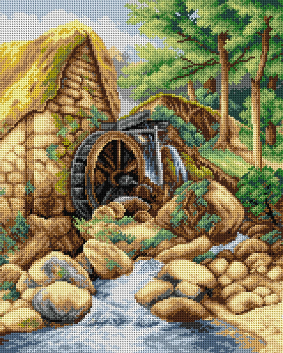 Gobelin canvas for halfstitch without yarn after Myles Birket Foster - An Old Water Mill 2672M