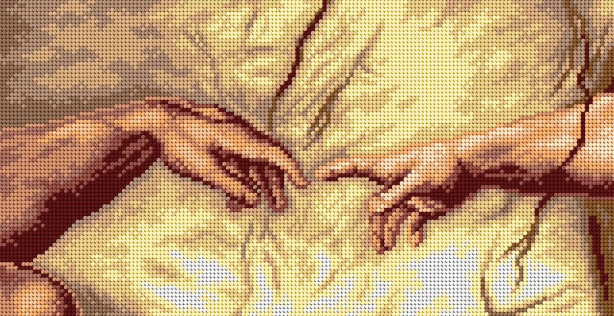 Gobelin canvas for halfstitch without yarn after Michelangelo - The Creation of Adam 2736J