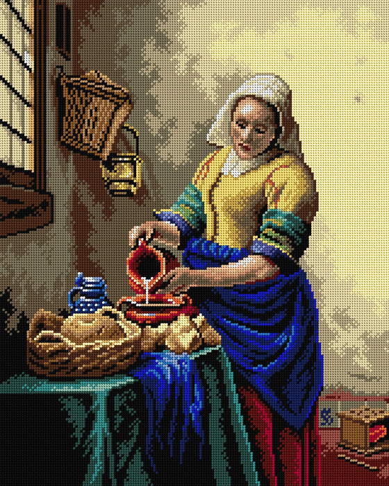 Needlepoint canvas for halfstitch without yarn after Johan vermeer - Milkmaid 2850M