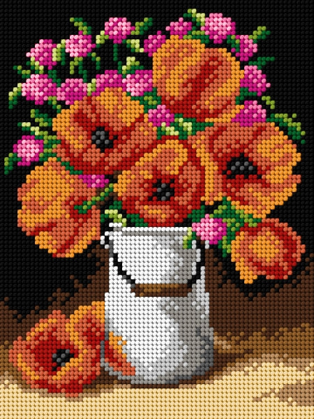 Gobelin canvas for halfstitch without yarn Poppies