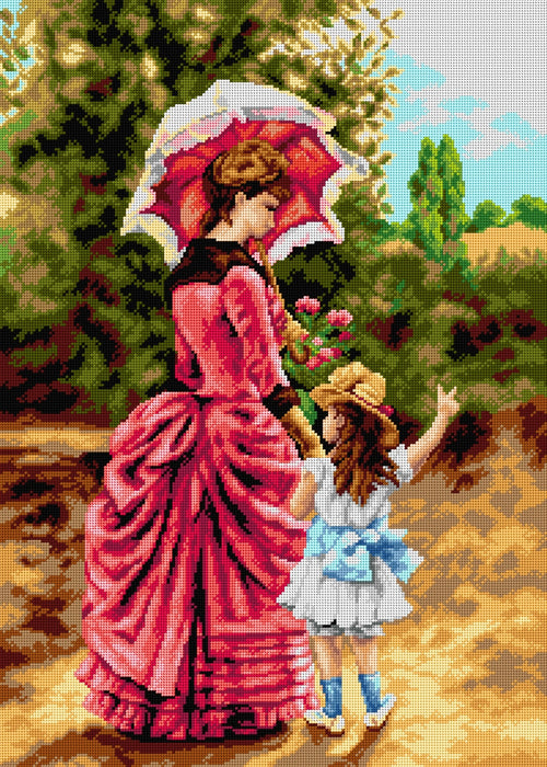Needlepoint canvas for halfstitch without yarn after Charles Cres - Mother and Child 2907R