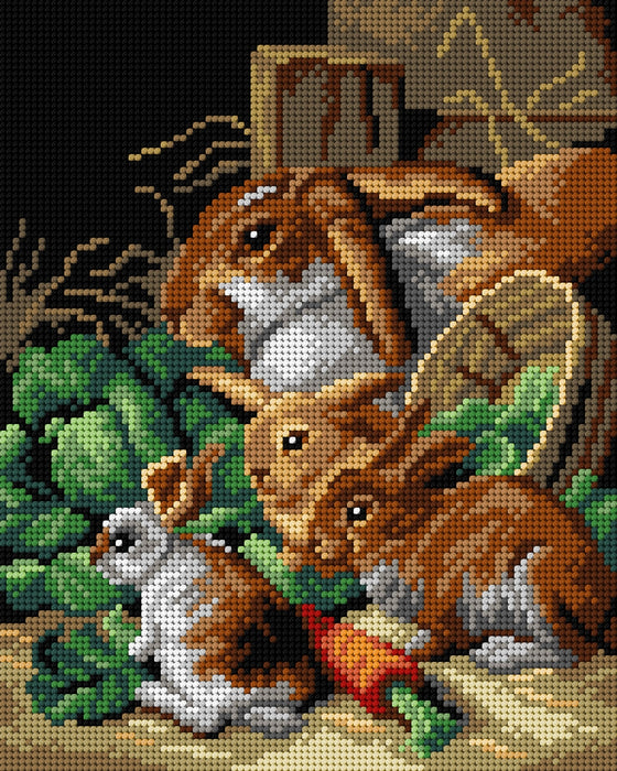 Gobelin canvas for halfstitch without yarn after Alfred Richardson Barber - A Rabbit Family with Carrots and Cabbages 3215H