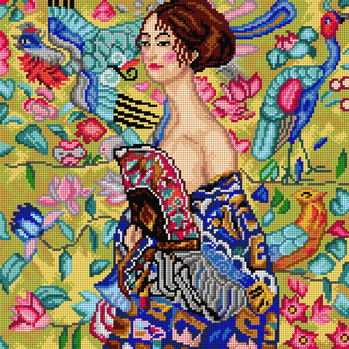 Needlepoint canvas for halfstitch without yarn after Gustav Klimt - Lady with Fan 3245L