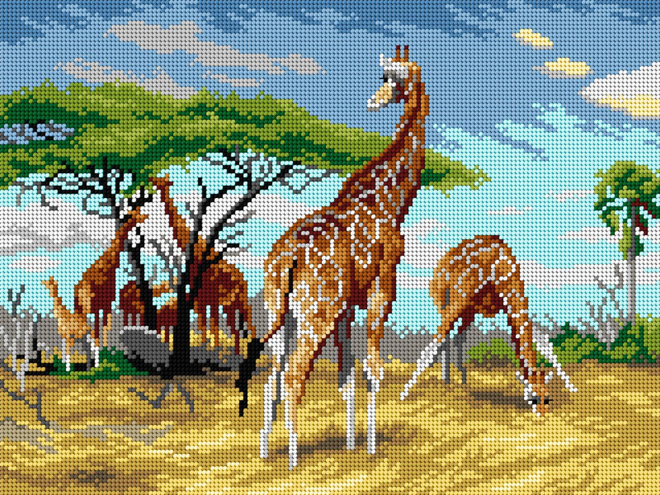 Gobelin canvas for halfstitch without yarn after Friedrich Wilhelm Kuhnert - Giraffes (fragment) 3308J