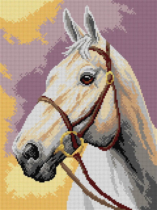 Gobelin canvas for halfstitch without yarn White horse 3373J