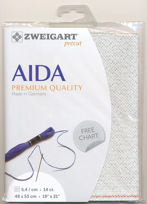 Zweigart Precut Stern-Aida 14 count Silver Flecked White 3706/17
