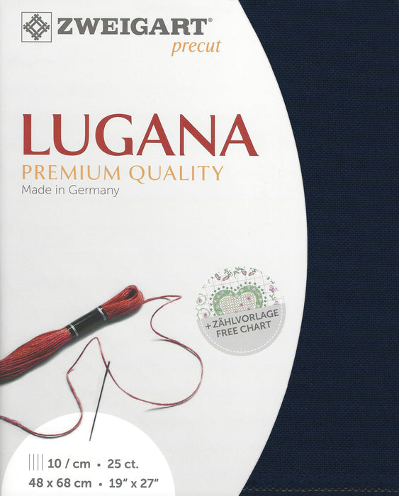 Precut Zweigart Lugana 25 count Navy Blue 3835/589