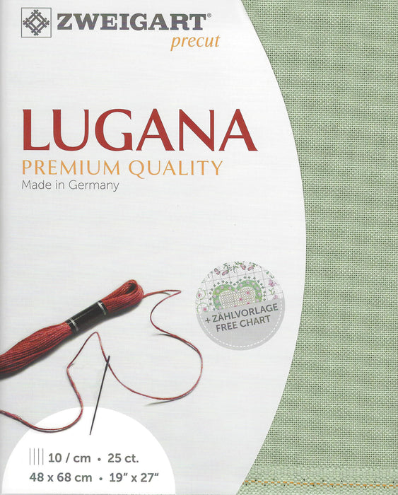 Precut Zweigart Lugana 25 count Moss Green 3835/618