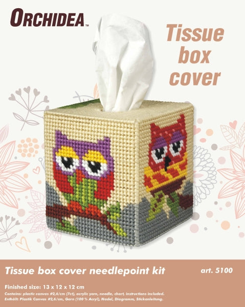 Tissue box cover - needlepoint (halfstitch) kit "Owl" 5100