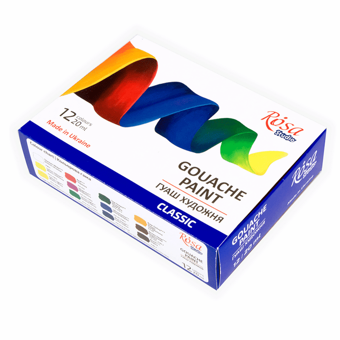 Gouache Paint Set Classic 12 colors (20ml each) by Rosa Studio