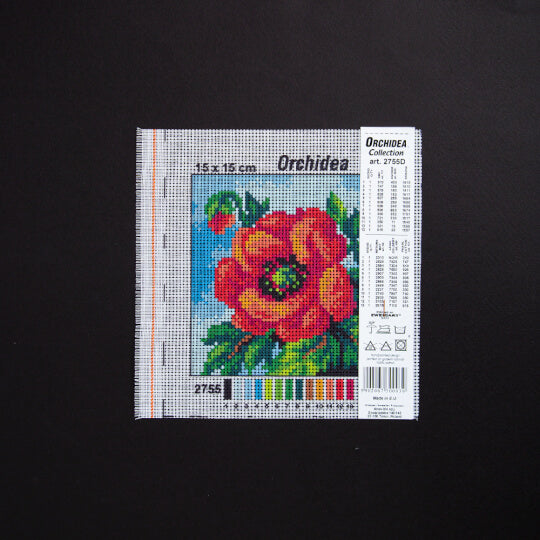 Needlepoint canvas for halfstitch without yarn Poppy 2755D - Printed Tapestry Canvas